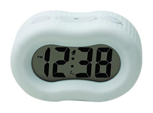 Timelink Smartlight White Digital Rubber Outer Shell Alarm Clock for Bedrooms