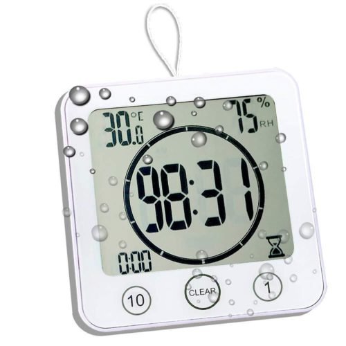 Timer Waterproof for Shower, Water Resistant Bathroom Wall Clock with Suction