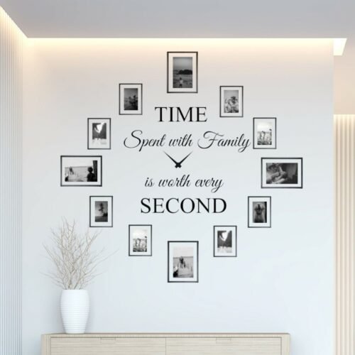 Time Spent with Family is Worth Every Second Decor Clock (22Wx22L) Matte Black