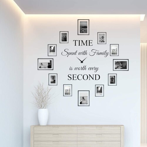 Time Spent with Family Is Worth Every Second Wall Decal Decor Clock Family Quote