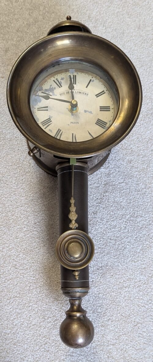 TIMEWORKS INC 18" Brass and Leather Pendulum Wall Clock in Box