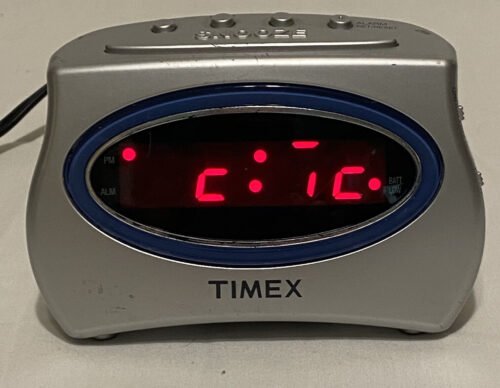 Timex Alarm Clock T101NS Extra Loud LED Alarm Clock Silver Electric & Battery