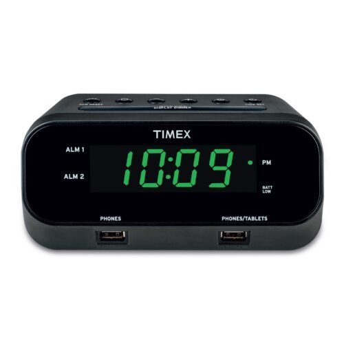 Timex Alarm Clock with 2 USB Charging Ports