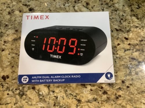 Timex am/fm alarm clock radio with battery backup
