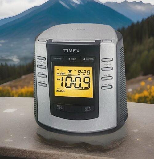 TIMEX Auto-Set Dual Alarm Digital Clock Radio. AC Power battery backup T301B