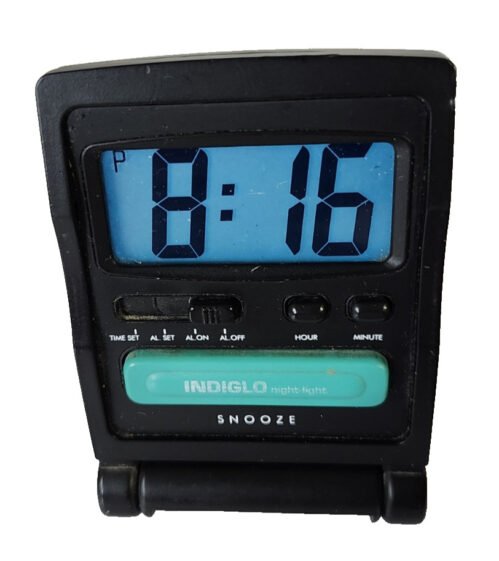 Timex Blue Indiglo Travel Alarm Clock Digital Flip Fold Night Light EUC