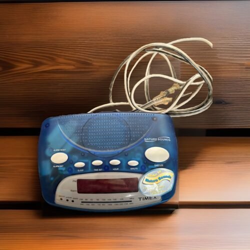 Timex Digital Alarm Clock Radio- Nature Sounds -Translucent Blue Case- Y2K Read