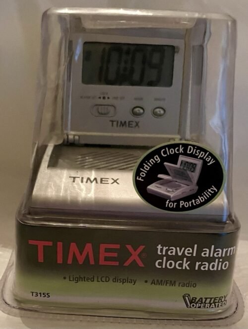 TIMEX Flip Top Travel Alarm Clock AM/FM Portable Radio Model T315S NEW RARE