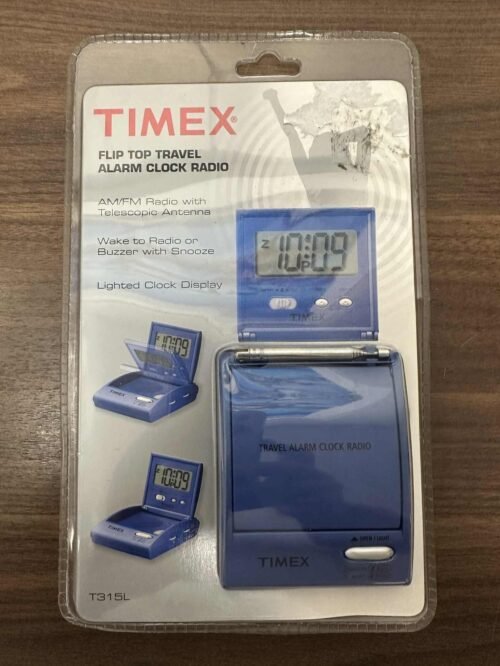 Timex Flip Top Travel Alarm Clock Radio Model T315L Brand New