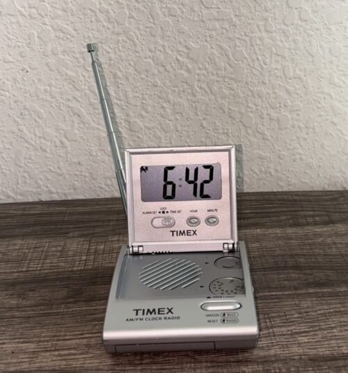 Timex Folding AM/FM Travel Alarm Clock Radio – Working, Tested, Vintage Style