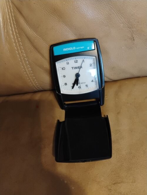 Timex Indiglo Blue Nightlight Folding Travel Alarm Clock Analog Tested Works