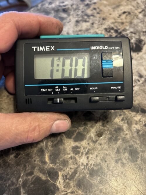 Timex Indiglo Blue Night Light Travel Vintage Alarm Clock Battery Operated Works