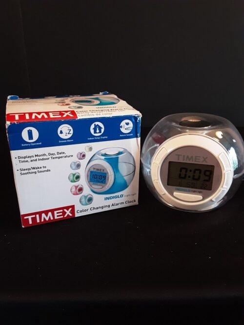 Timex Indiglo Color Changing Alarm Clock Soothing Sounds Date Time Indoor Temp