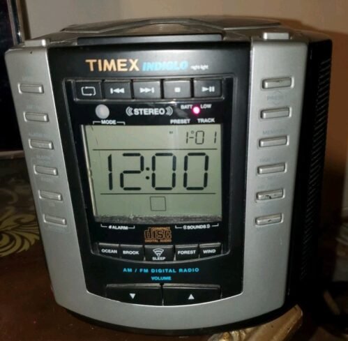 Timex Indiglo T600B Stereo CD Player Alarm Clock Radio AM/FM Nature Sounds