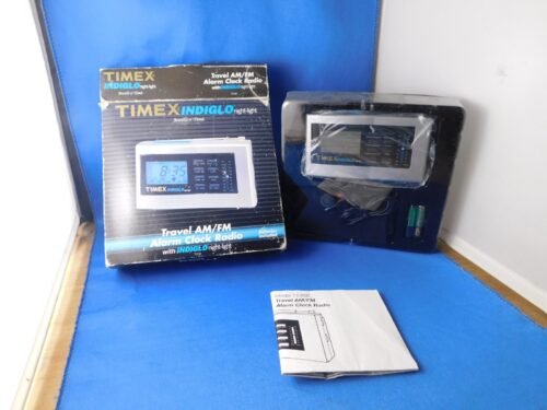 TIMEX INDIGLO TRAVEL AM/FM ALARM CLOCK RADIO INDIGLO NIGHT LIGHT JEWELS OF TIME