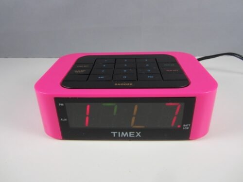 Timex Pink Alarm Clock Simple Set with Multi-Color Digital LED Display T123P