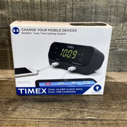 TIMEX RediSet Dual Alarm Clock with Dual USB Charging and Extreme Battery Backup