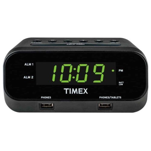 TIMEX RediSet Dual Alarm Clock with Dual USB Charging and Extreme Battery Backup