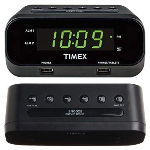 Timex RediSet Dual Alarm Clock with USB Charging and Extreme Battery Backup