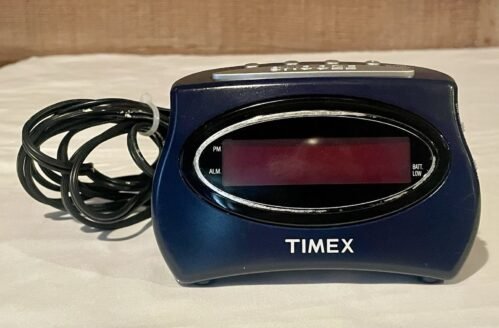 Timex T101L Alarm Clock Navy Blue LED Digital Display Tested Works Great