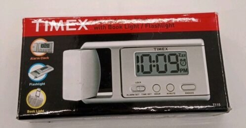 Timex T115SX Travel Alarm Clock Radio - Book light Flash Light - Rare