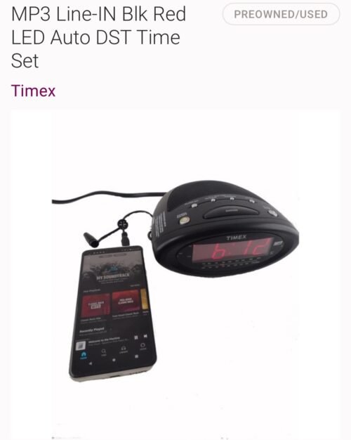 Timex T1201 Nature Sounds Clock Radio MP3 Line-IN Blk Red LED Auto DST Time Set