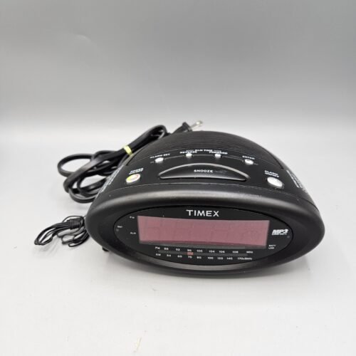 Timex T1201 Nature Sounds Clock Radio MP3 Line-IN Blk Red LED Auto DST Time Set