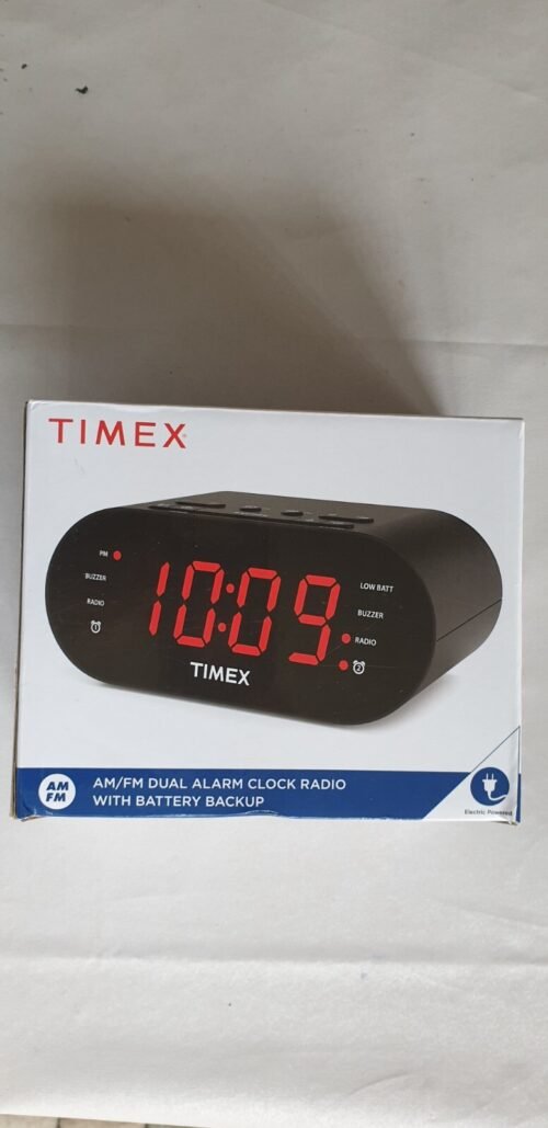 Timex T231G AM/FM Dual Alarm Clock Radio with 1.2" LED-Backlit Display - Black