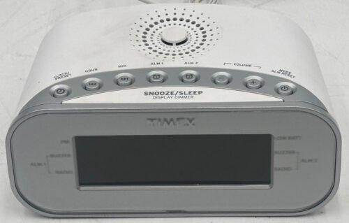 Timex T231Y AM/FM Dual Alarm Clock Radio with 1.2-Inch Green Display and Line-In