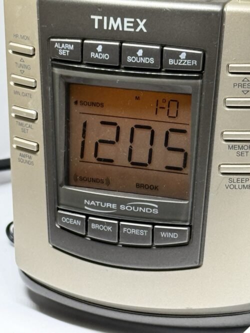 Timex T300T Gold Nature Sounds Alarm Clock Radio-Corded/Batt Bkup-Tested Working