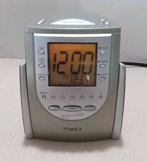 Timex T309T Nature Sounds AM/FM Radio Alarm Clock 6 Presets Wake Sleep Buzzer