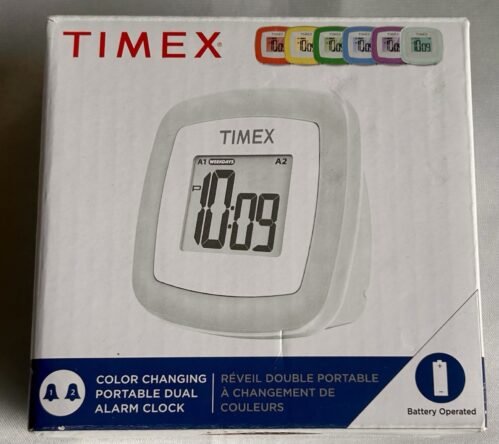Timex Travel Dual Alarm Color Changing Alarm Clock - Battery Operated