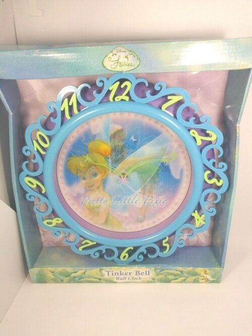 Tinker Bell Disney Wall Clock Large 10.5" Purple and Blue New Free Shipping!