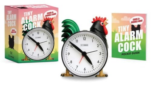 Tiny Alarm Cock (Rooster Analog Clock) Rooster Crowing and Mini Book NEW SEALED