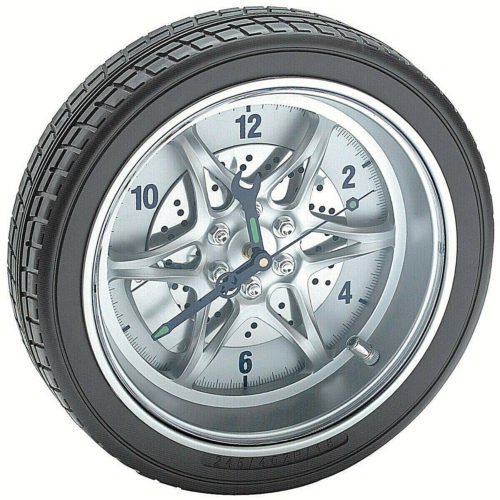 Tire Rim Gear Clock Wall Mountable Large View Numbers Great For Home Body Shop