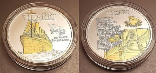 Titanic Gold Silver Old Stair Case Coin Vintage Movie White Star Line Ship Nice