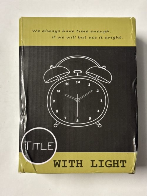 Title, Twin Bell Alarm Clock With Light, Silver