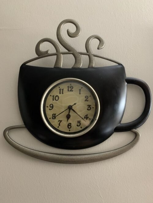 Titosh Timeless Co .12" Coffee Cup Shaped Wall Clock With Steam Rising Design