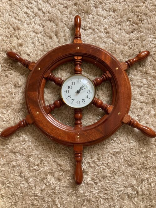 TOP mahogany steering wheel quartz clock wall clock 55cm battery handmade...