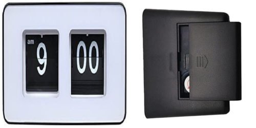 TourKing Flip Clock Digital Desk for Bedrooms Retro White +Black