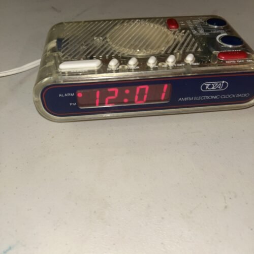 Tozai Clock Radio AM/FM Transparent Clear See Through Retro Alarm Clock Working