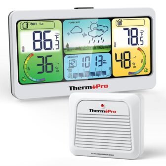 TP280BW 1000FT Home Weather Stations Wireless Indoor Outdoor Thermometer, Indoor Outdoor Weather...