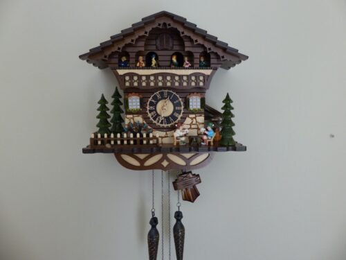 Traditional Black Forest Cuckoo Clock Handcrafted German Design Auto Night