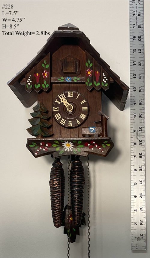 Traditional Black Forest Hand Painted Cuckoo Clock, 1 Day