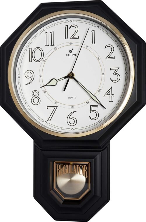 Traditional Schoolhouse Pendulum Luminous Wall Clock Chimes Hourly with Westm...
