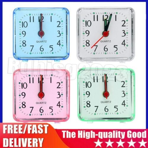 Travel Alarm Clock Small Analog Battery Operated Silent No Ticking Snooze Light✔