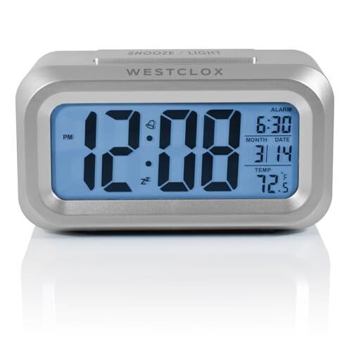 Travel Alarm Clock with Large Digital Display and Blue Backlight on Demand,