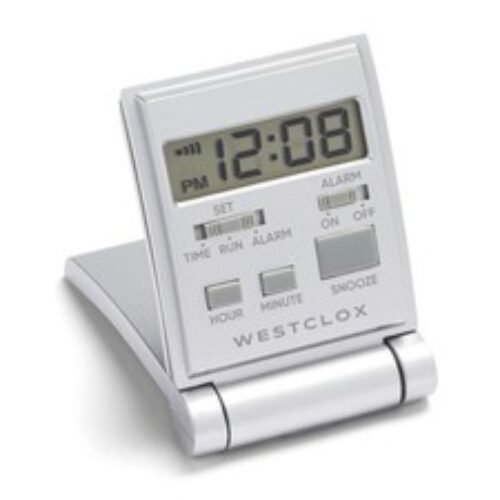 Travelmate LCD Travel Folding Alarm Clock 5", Silver
