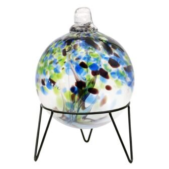 Tree Of Life 8 in. Multi-Color Mystic Hand Blown Glass Ball with...