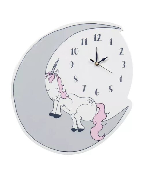 Trend Lab $90 Unicorn Dreams Gray and Pink 15x14" AA-Battery Wall Clock NEW